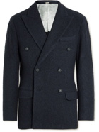 Massimo Alba - Monster Unstructured Double-Breasted Herringbone Wool Blazer - Blue