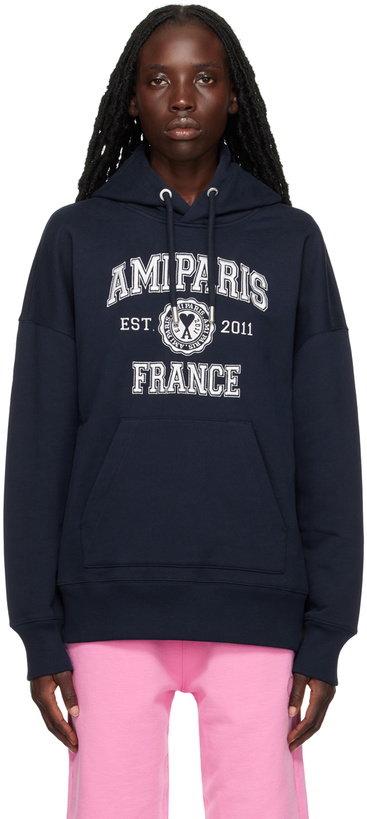 Photo: AMI Paris Navy Ami de Cœur Paris Hoodie