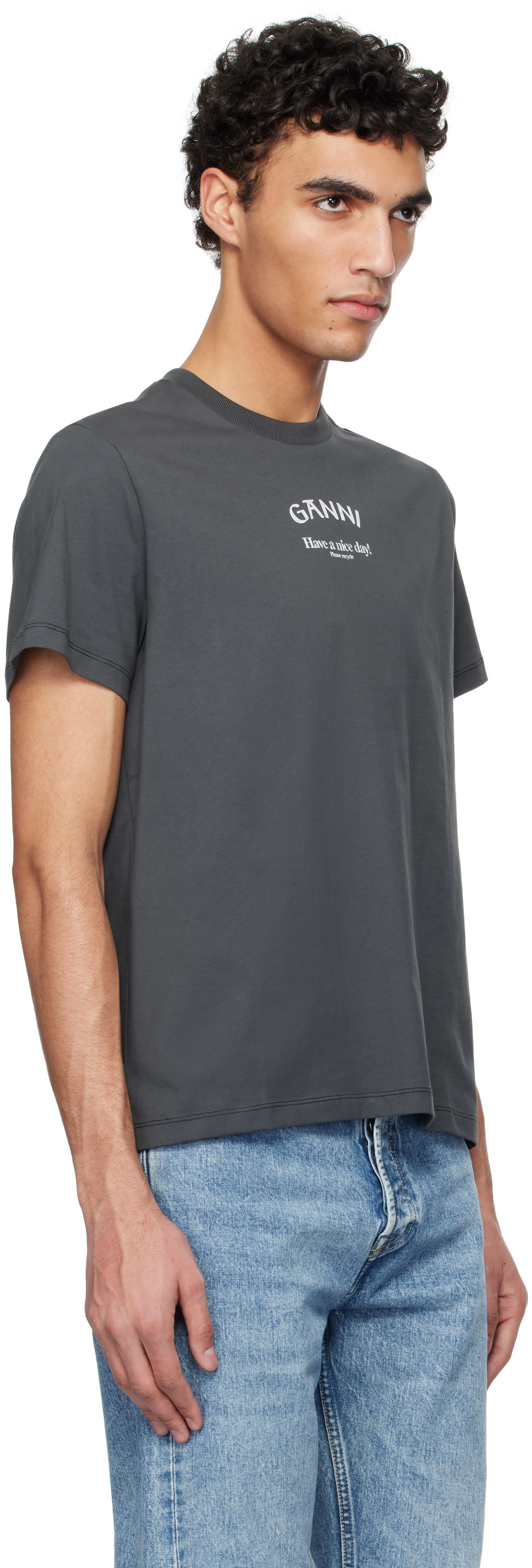 GANNI Gray Relaxed 'Ganni' T-shirt