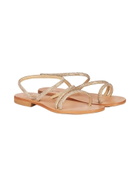 MC2 Saint Barth Flat Sandals Cora With Gold Rhinestones