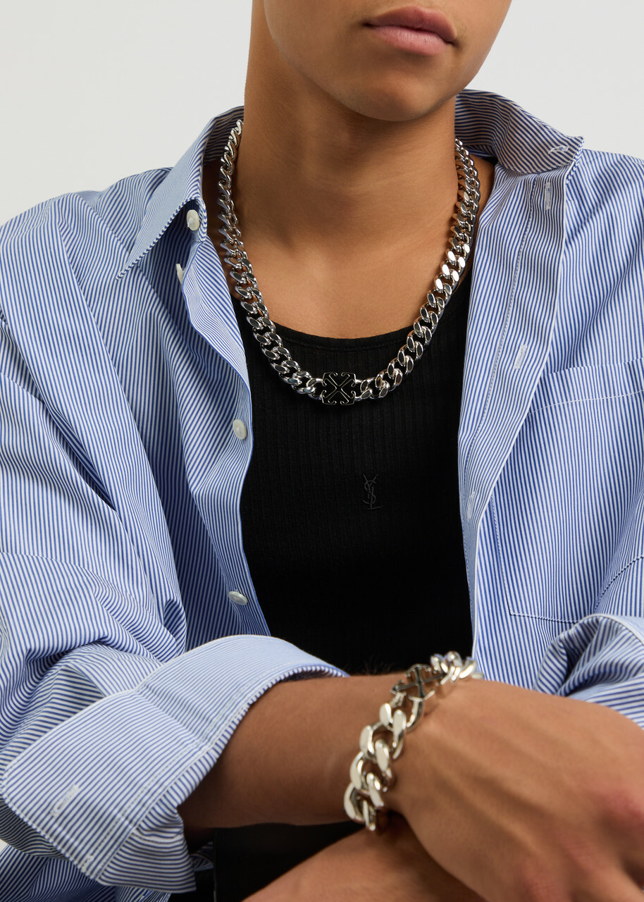 Off-white Arrows Chunky Chain Necklace - Silver - One Size