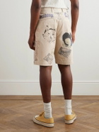 KAPITAL - Memorial Paint Straight-Leg Printed Cotton-Corduroy Shorts - Neutrals