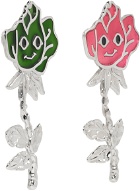 Chopova Lowena Silver & Multicolor Long Rose Earrings
