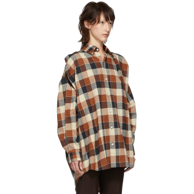 Facetasm Orange Oversized Check Shirt Facetasm