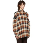 Facetasm Orange Oversized Check Shirt