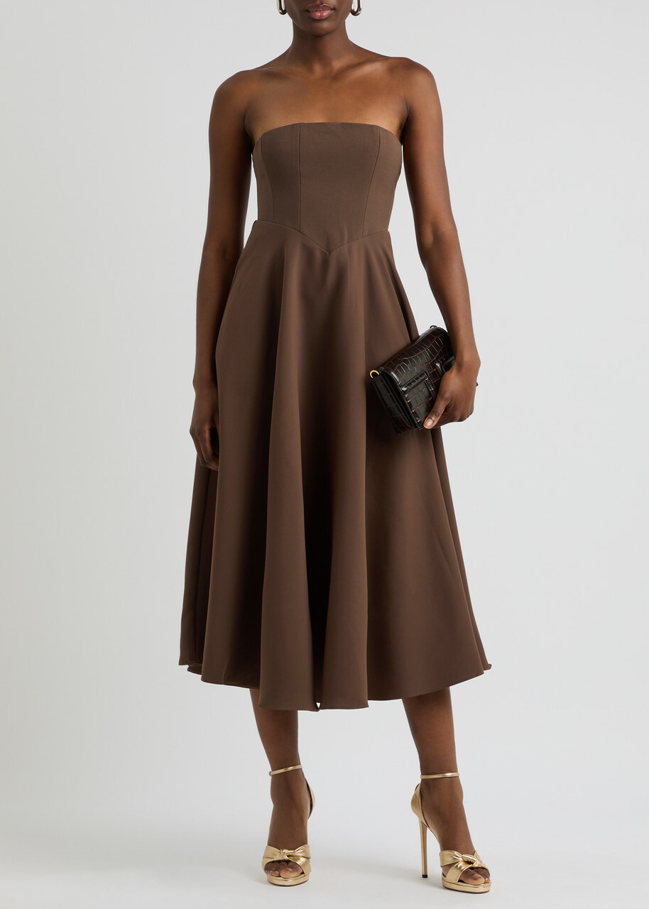 Odd Muse Ultimate Muse Strapless Jersey Midi Dress Chocolate
