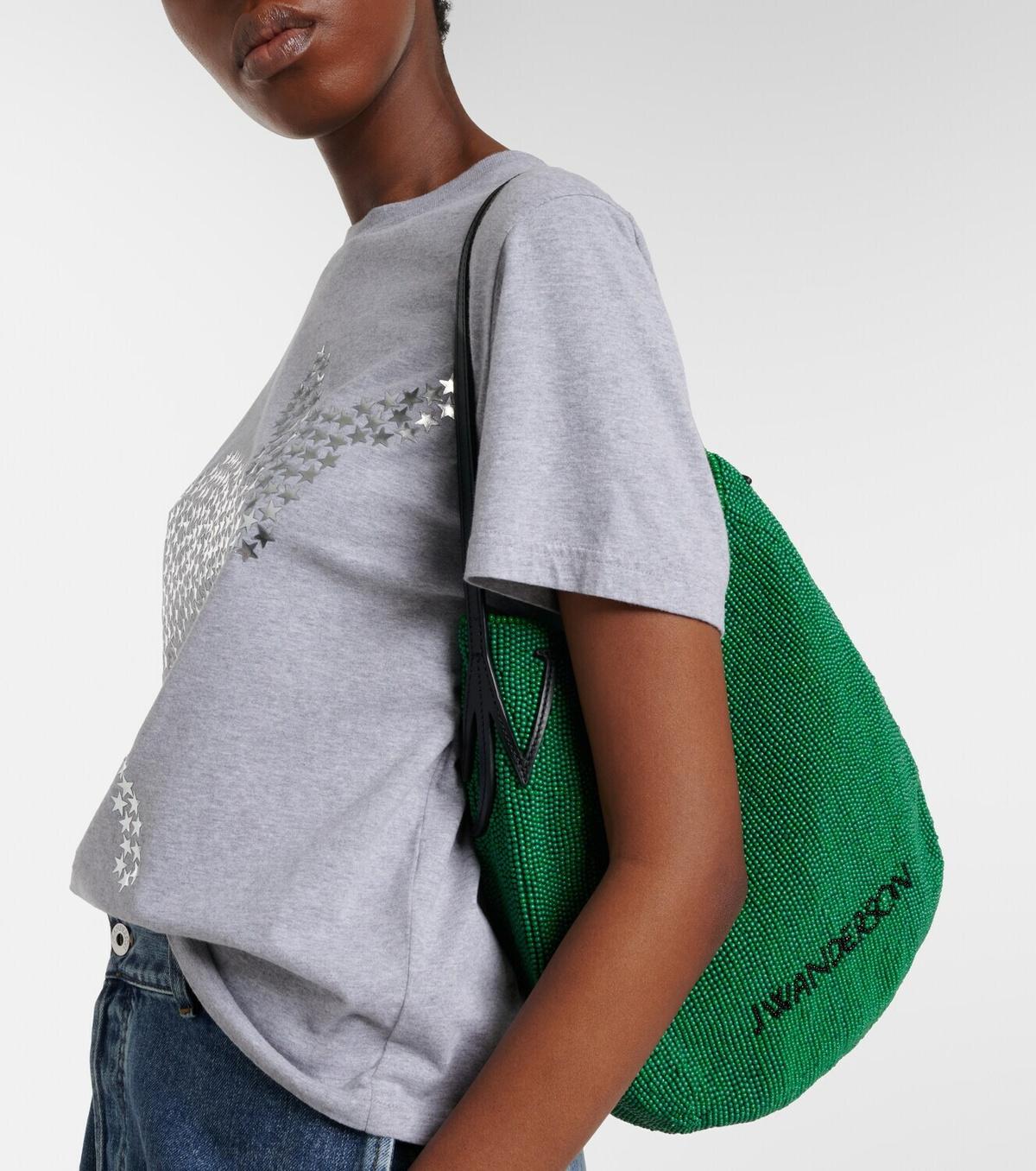 JW Anderson Bulb Small beaded leather-trimmed shoulder bag
