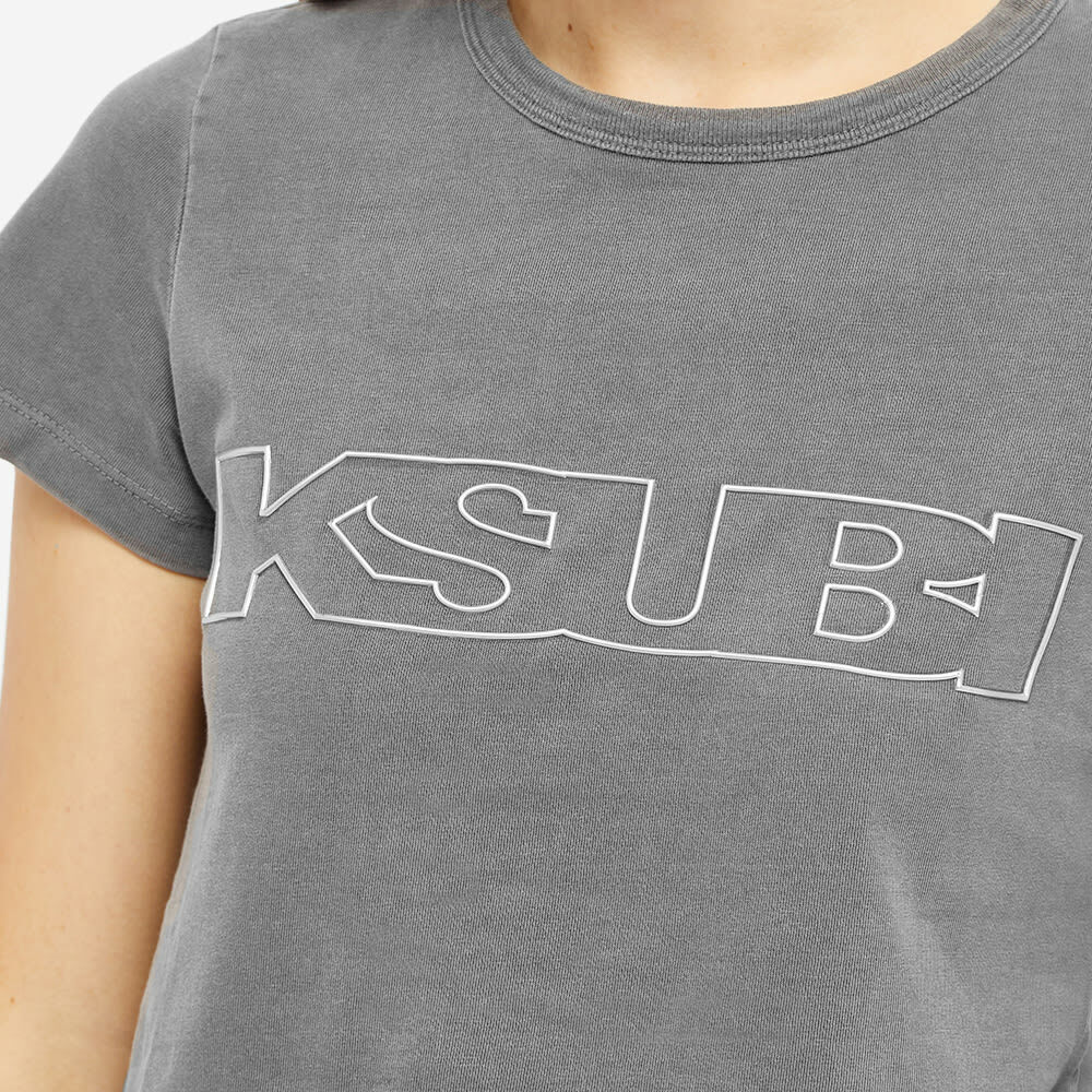 Ksubi Women's Logo Crop Vinatge Look T-Shirt in Grey Ksubi