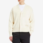 AMI Paris Men's Ami Embroidered Cardigan in White Cream