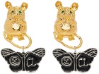 Chopova Lowena Gold & Silver Mouse & Butterfly Pendant Earrings