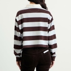 Good American Women's Cropped Rugby Polo Top in Espresso Sky Block Stripe