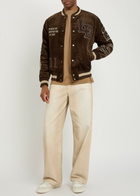 Les Deux Quilted Appliquéd Corduroy Varsity Jacket Bronze