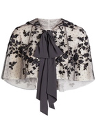 Needle & Thread Rosa Floral-embroidered Tulle Cape Black