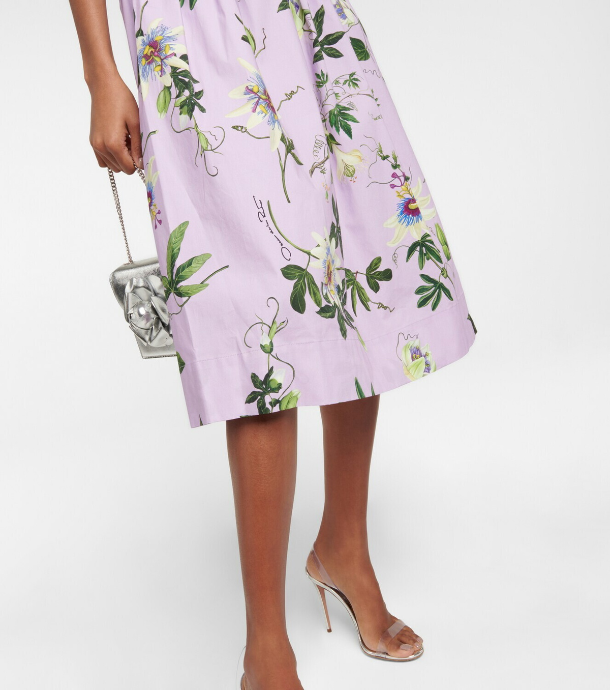 送料関税込★Oscar de la Renta★花柄ブレンドポプリンミディ Cherry Blossom Cotton Poplin Dress
