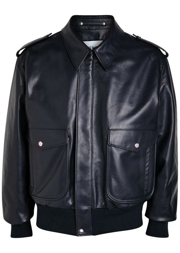 Photo: Givenchy Padded Leather Bomber Jacket Navy