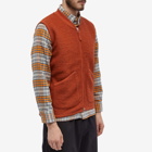 Universal Works Men's Wool Fleece Zip Waistcoat in Orange