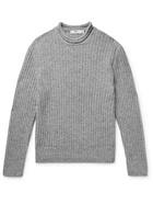 Inis Meáin - Moss Ribbed Baby Alpaca Sweater - Gray