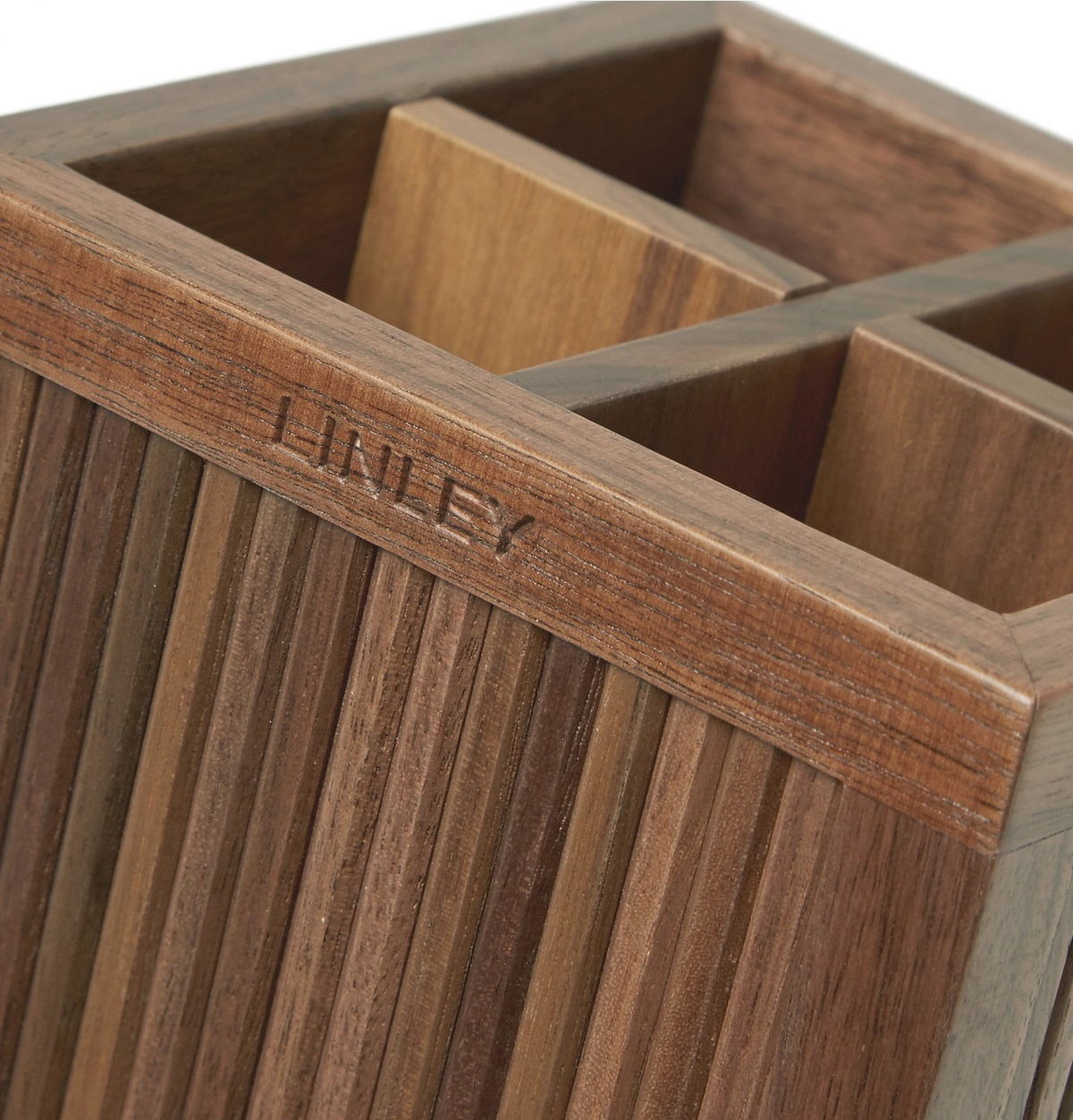 Linley - Tambour Walnut Pencil Pot - Brown