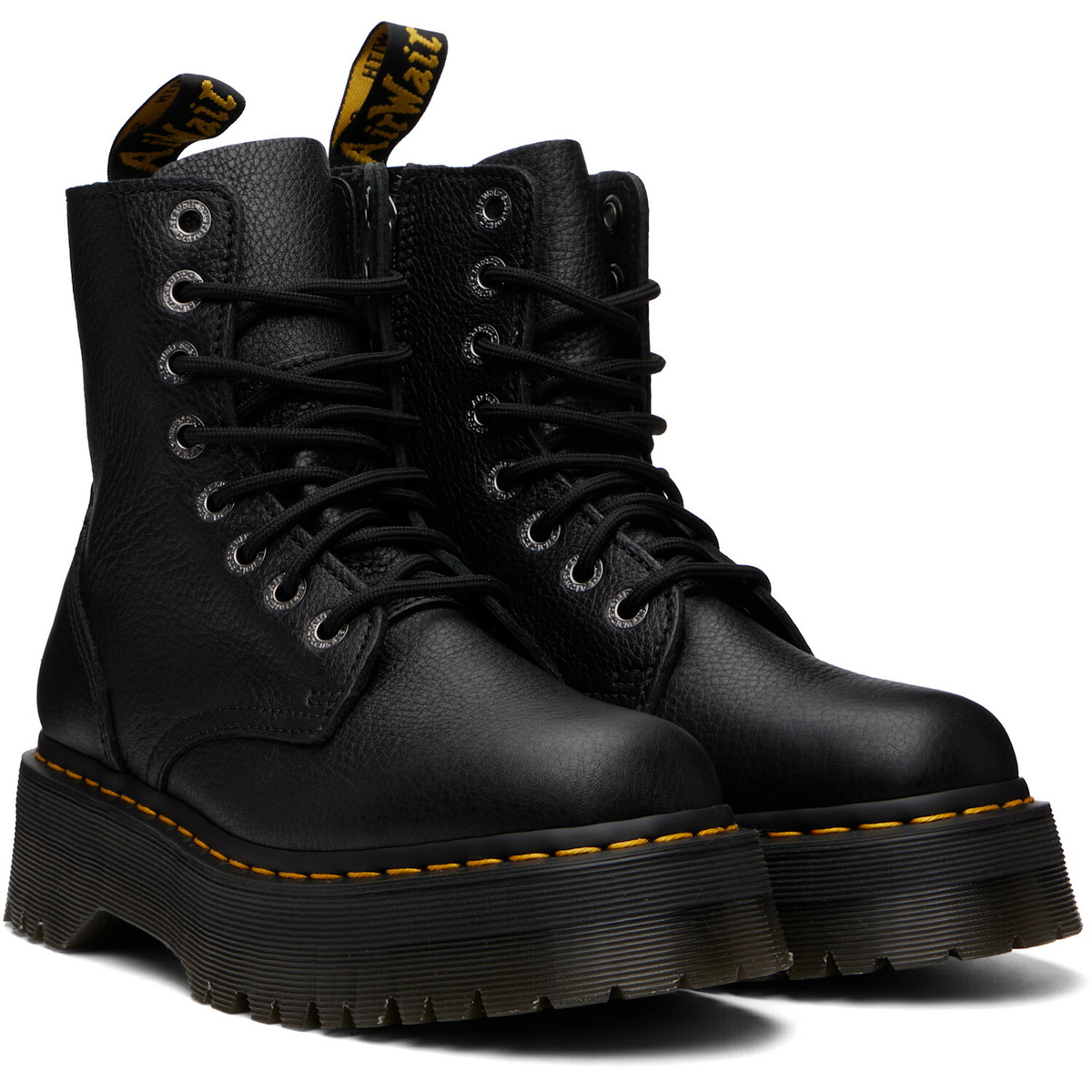 Dr. Martens Black Jadon Pisa Leather Platform Boots