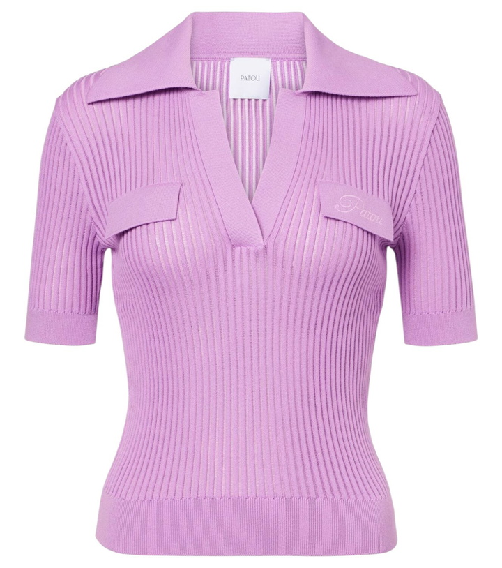Photo: Patou Ribbed-knit cotton polo shirt
