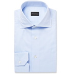 Ermenegildo Zegna - Light-Blue Cutaway-Collar Puppytooth Cotton Shirt - Men - Blue