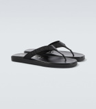 Gucci Logo canvas and leather thong sandals