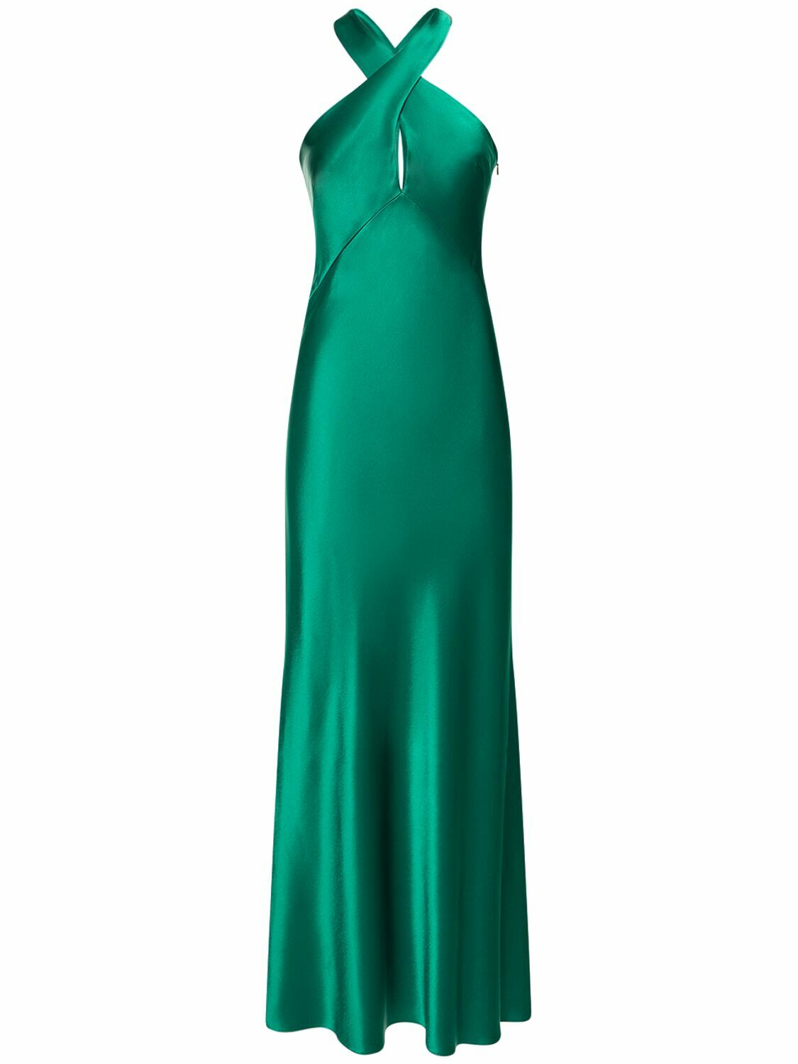 Galvan Evelyn Cross Neck Satin Long Dress Galvan 8074