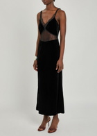 Never Fully Dressed Lace-embellished Velvet Midi Dress Black