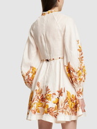 ZIMMERMANN - Vacay Printed Buttoned Linen Mini Dress