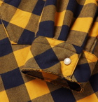 TAKAHIROMIYASHITA TheSoloist. - Camp-Collar Distressed Checked Cotton-Blend Flannel Shirt - Men - Yellow