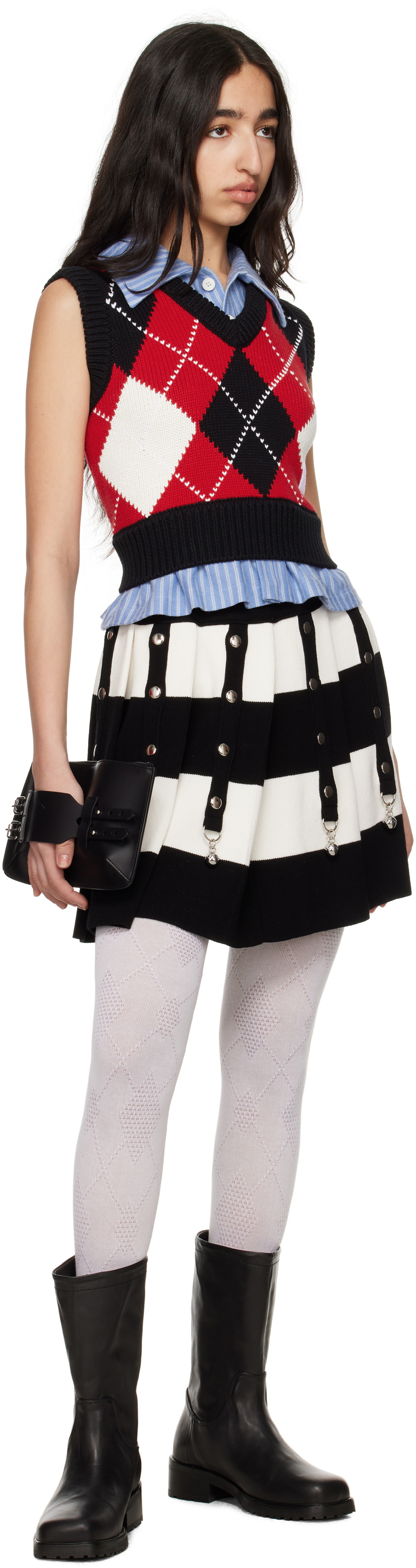 Charles Jeffrey LOVERBOY Red & Black Smart Cropped Vest