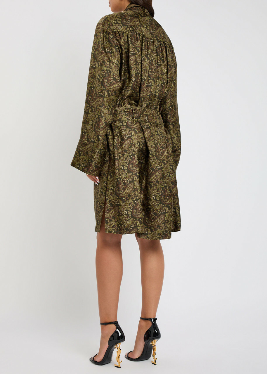 Yves Saint Laurent Paisley Silk-twill Midi Dress Green