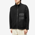 And Wander Men's Re Wool Jacquard Zip Fleece Jacket in Black