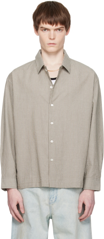 Photo: COOR Khaki Stripe Cotton Lounge Shirt