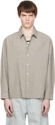 COOR Khaki Stripe Cotton Lounge Shirt