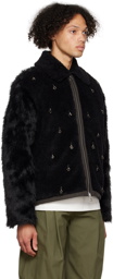 Feng Chen Wang Black Embellished Faux-Fur Jacket