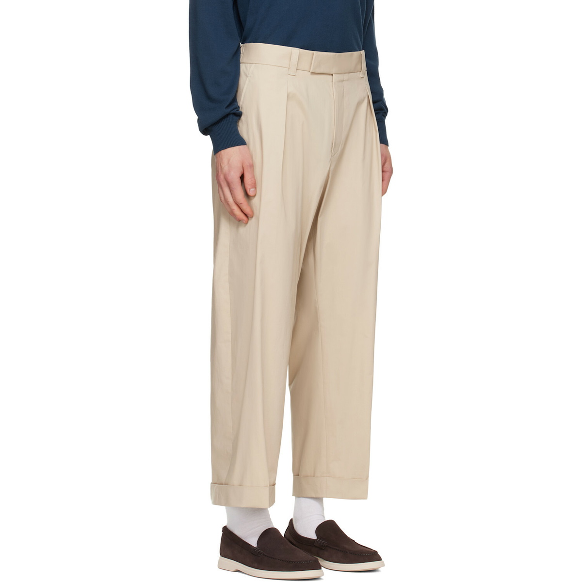 BOSS Beige Relaxed-Fit Trousers