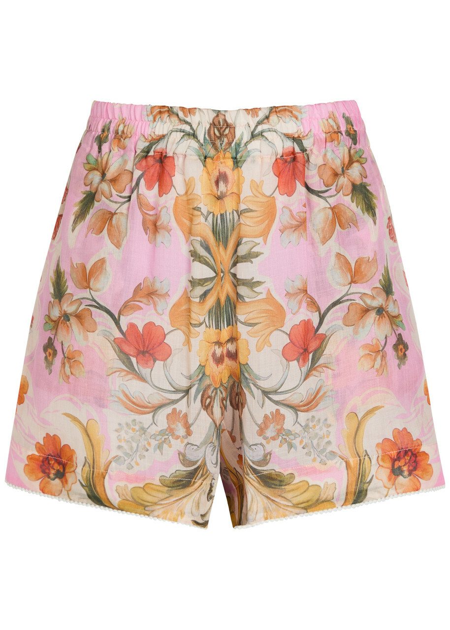 Borgo DE Nor Bizzy Floral-print Ramie Shorts Purple
