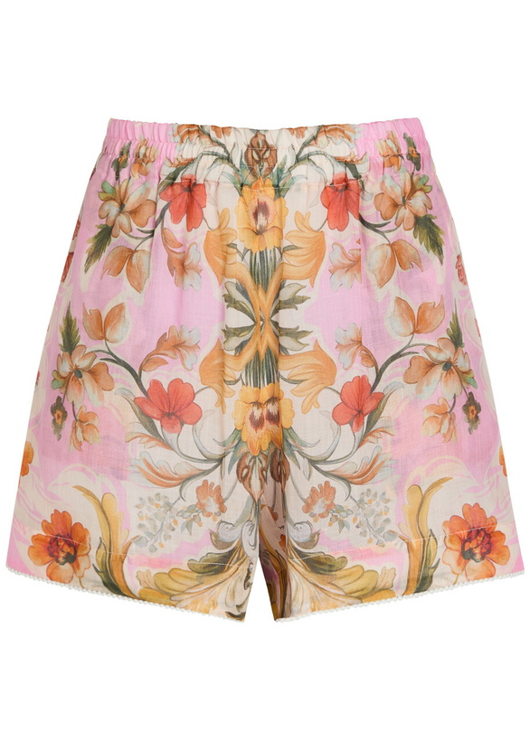 Photo: Borgo DE Nor Bizzy Floral-print Ramie Shorts Purple