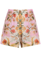Borgo DE Nor Bizzy Floral-print Ramie Shorts Purple