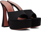 Amina Muaddi Black Dalida Plateau Slipper Heeled Sandals