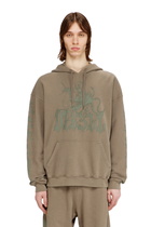 Diesel Treated hoodie with griffin print - Sweaters Mens in Brown