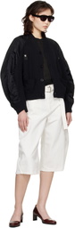 sacai Black Nylon Twill & Knit Cardigan