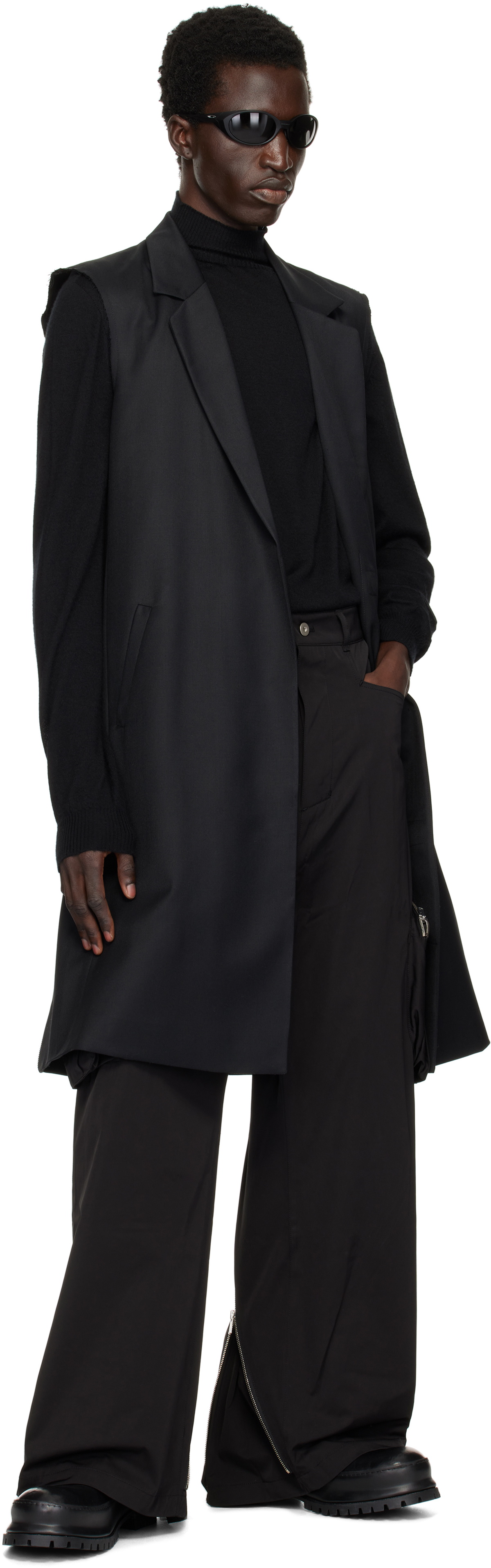 FFFPOSTALSERVICE Black Sleeveless Backzip Coat