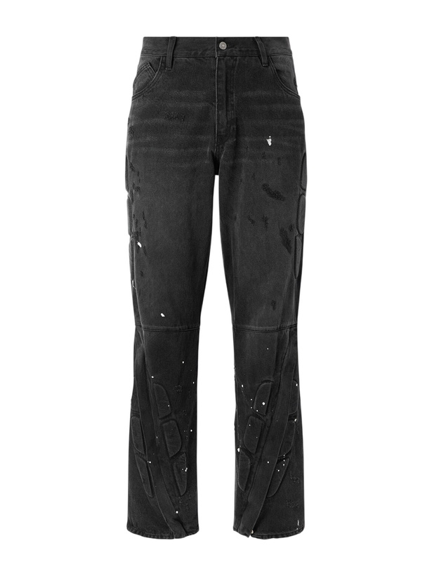 Photo: Satoshi Nakamoto - Enduro Straight-Leg Padded Paint-Splattered Jeans - Black