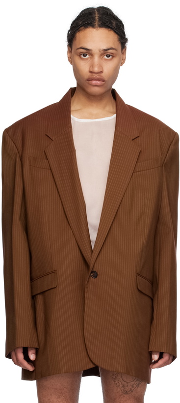 Photo: EGONlab Brown Pinstripe Blazer