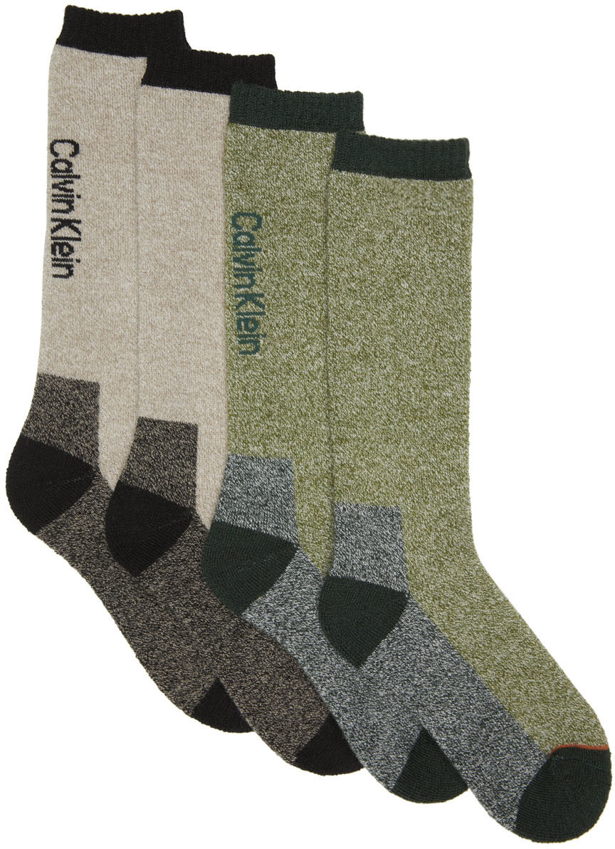 Heron Preston for Calvin Klein Two-Pack Grey Season 2 Wool Crew Socks