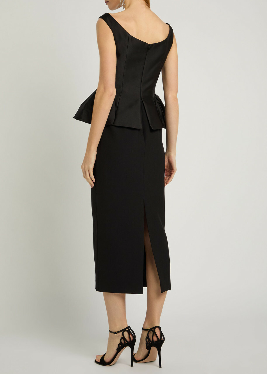 Roland Mouret Crystal-embellished Taffeta and Crepe Midi Dress Black