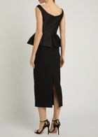 Roland Mouret Crystal-embellished Taffeta and Crepe Midi Dress Black