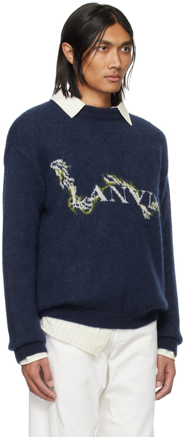 月末特価【極美品】ルカ期 LANVIN ニット モヘア S archive Lanvin Navy Mohair Sweater Lanvin